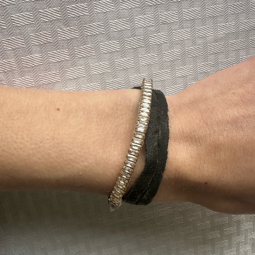 Leather and Rhinestone Bracelet